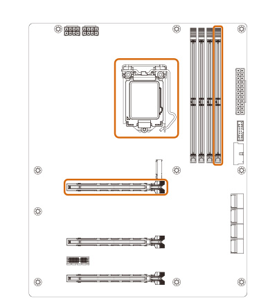 Install CPU, graphics card and only 1 memory module (Slot B2) and check if the system can POST