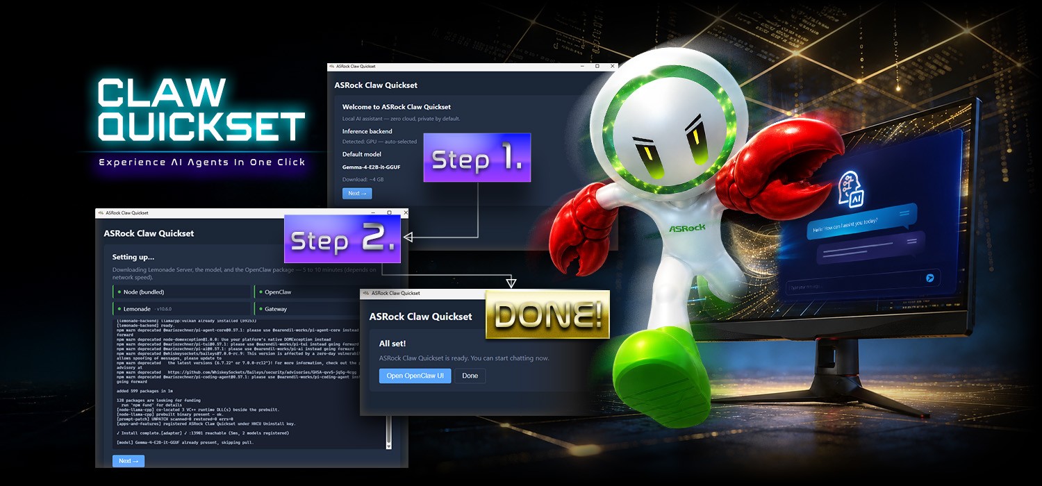 One-Click to AI Agents – ASRock Claw Quickset
